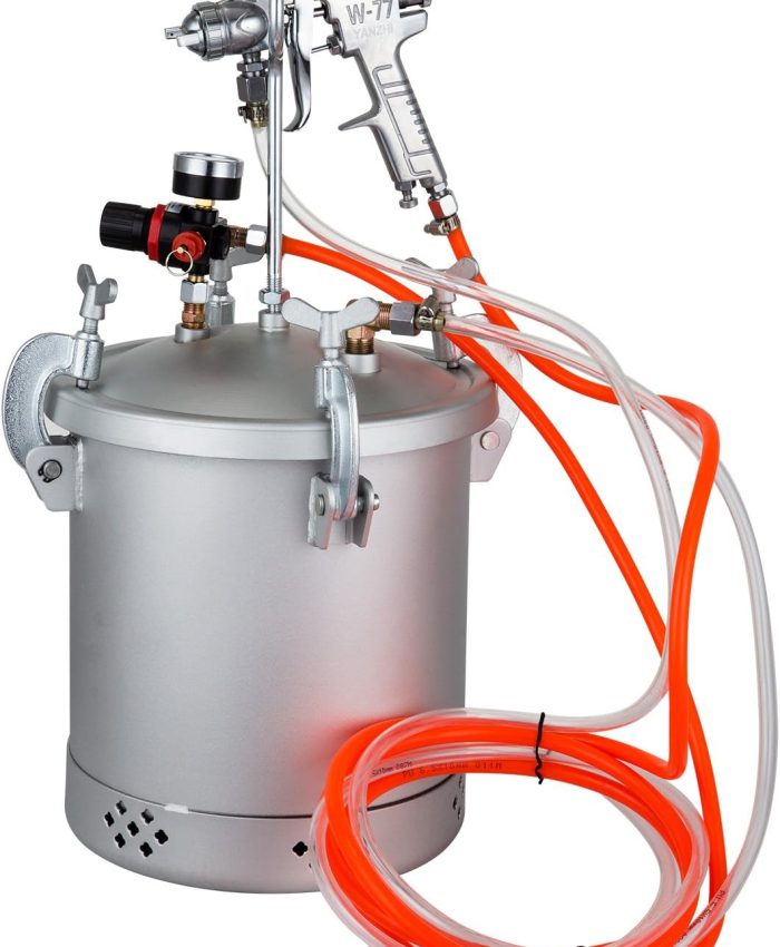 VEVOR Pistolet à Peinture de Pulvérisation 10L Pulvérisateur de Peinture à Haute Pression Réservoir de Peinture avec Buse 1,5 mm Régulateur d&rsquo;air Sécurité pour Peinture Voiture Automobile Argent