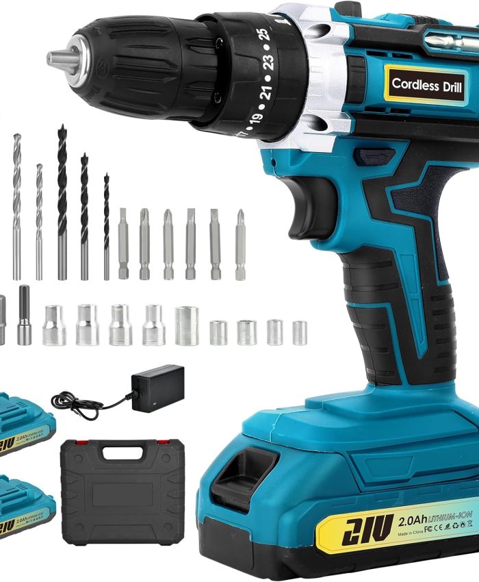 Perceuse Visseuse Sans Fil 24 Pièces: Visseuse Devisseuse Sans Fil avec 2 Batteries – Electric Hand Drill 25+3 Réglages de Couple – 2 Vitesses, Perceuse-Visseuse pour Bricolage à Domicile