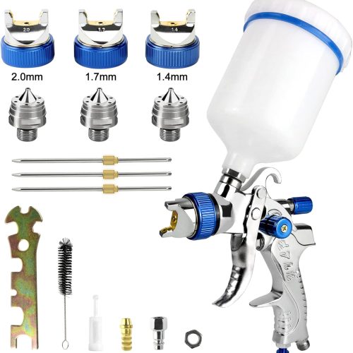HVLP Professionnel Pistolet à Peinture Alimentation par Gravité 3 Buses 1,4mm 1,7mm 2,0mm Coupelle 600cc par gravité HVLP Meubles de Voiture Petit Pistolet de réparation