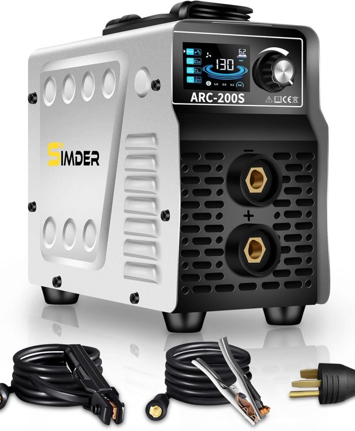 SSIMDER Mini machine à souder à bâton 110 V/220 V 130 A 2 en 1 Bâton/ARC/Lift TIG Mini machine à souder portable ARC200S Machine à souder à chaud antiadhésive ARC/TIG avec soudeur numérique LCD
