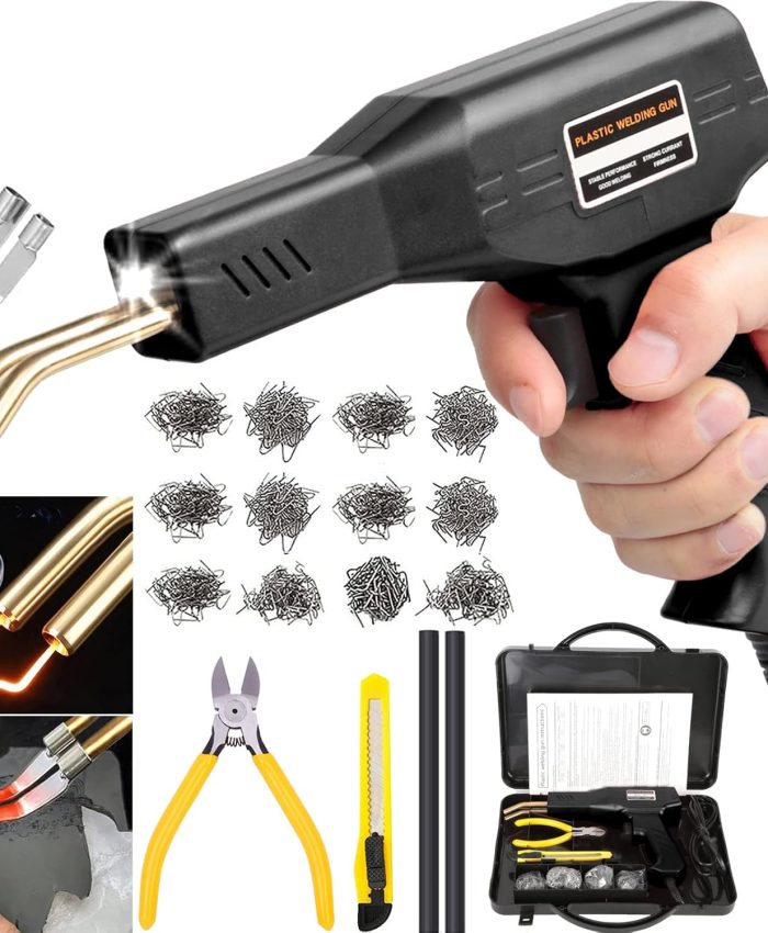 220W Soudure Plastique,2 en1 Soudeuse Plastique avec 800Pcs 6 Types Agrafes,1Pcs Outil de Truelle,Kit Reparation Plastique Soudage Plastique pour Réparer un Auto/Moto Pare-chocs ou Objets en Plastique