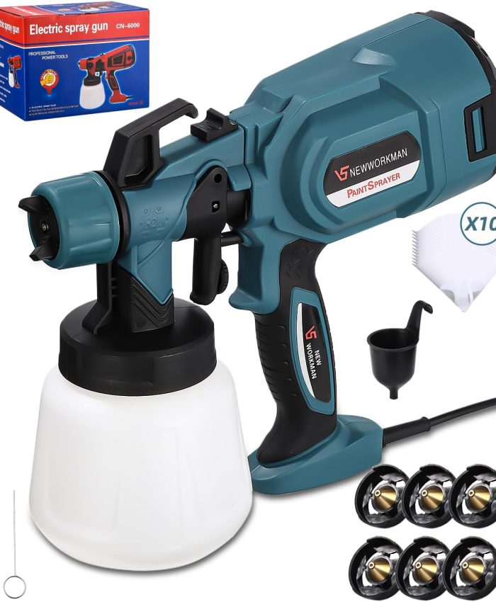 Jutyum 850W HVLP Pistolet a Peinture, 3 Modes de Pulvérisation, Pulvérisateurs de Peinture pour Peinture Murale Interieur, Pistolet à Peinture Électrique avec 6 Buses/10 Filterpapier/900ML Récipient