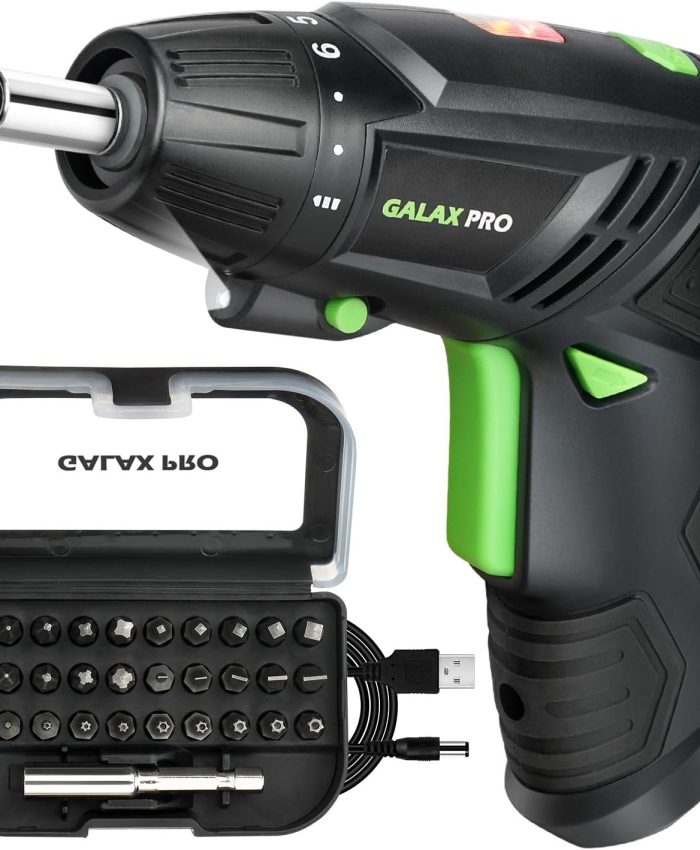GALAX PRO Tournevis sans Fil, Visseuse Rechargeable sans Fil 3.6V, 2000 mAh Lithium Ion Batterie, 2 Positions Flexibles et 8 Réglages de Couple, LED avant avec USB – HYS-2002