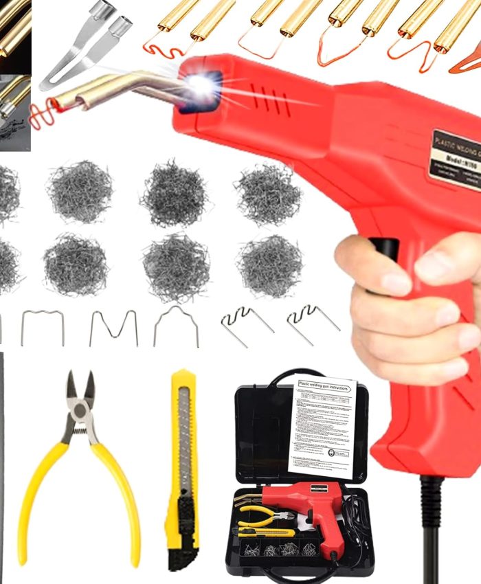 150W Soudage Plastique Machine, 220V Souder Plastique Machine, 2 en 1 Kit de Soudage Plastique avec 800PCS Agrafeuse Chaud, Kit Reparation Souder Plastique pour Réparation de Pare-Chocs de Voiture