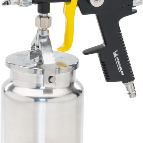 MICHELIN Pistolet de Peinture Professionnel Type Succion avec Réservoir 1 L – Buse 1.5 mm – Consommation d&rsquo;Air : 240 l/min – Pression d&rsquo;Utilisation : 3-4 bar