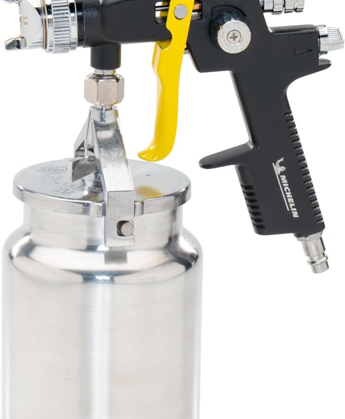 MICHELIN Pistolet de Peinture Professionnel Type Succion avec Réservoir 1 L – Buse 1.5 mm – Consommation d&rsquo;Air : 240 l/min – Pression d&rsquo;Utilisation : 3-4 bar