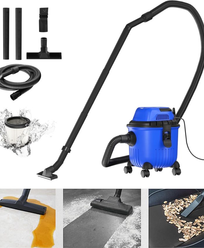 Aspirateur Eau et Poussières 800W avec Fonction Soufflerie, Filtre Cartouche, Cuve PVC : 15 L, Tube d&rsquo;Aspiration : 1,5 m, Puissance d&rsquo;aspiration 16 kpa, Aspirateur sec et humide, Aspirateur à Cendres