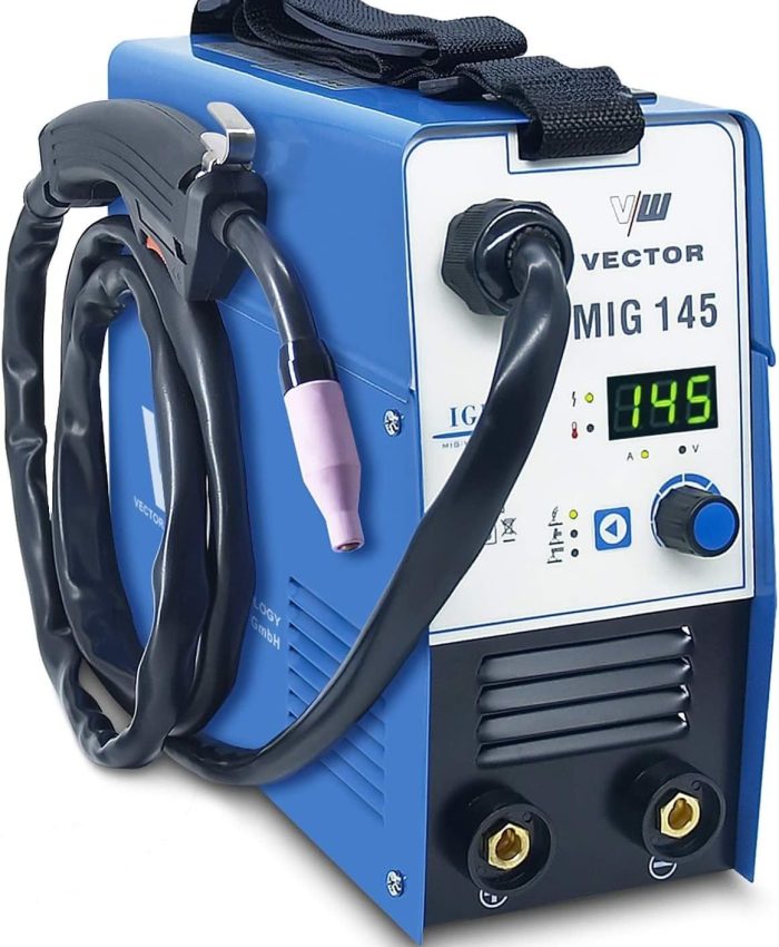 VECTOR WELDING Poste à Souder MIG 145 – Poste à Souder à Fil Fourré Sans Gaz 145A et Fonction de Soudage à l&rsquo;électrode à 140A