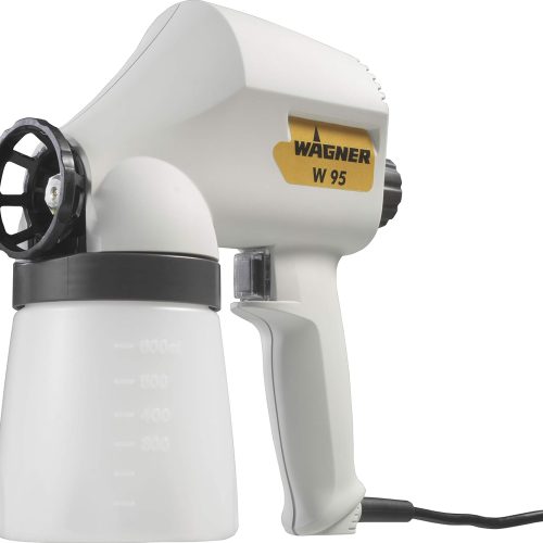 WAGNER Pistolet de peinture W 95 pour peintures à base de solvants & à base d&rsquo;eau à l&rsquo;intérieur & à l&rsquo;extérieur, réservoir 600 ml, 10 m²-15 min, 70 W