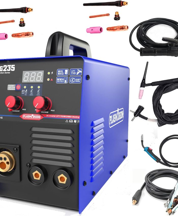 PLASMARGON Poste à souder MIG MIG235 Wig – Poste à souder AC DC Plasma/FLUX – Poste à souder TIG – Allumage LIFT – MMA E-Hand – IGBT – Machine à souder combinée 4 en 1 MIG235 230 V