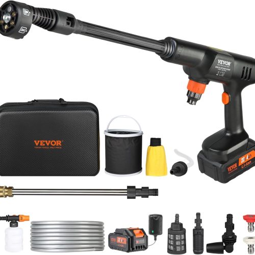 VEVOR Nettoyeur Haute Pression sur Batterie sans Fil 21 V Nettoyeur Haute Puissance Portable 652 PSI 50 bar Laveuse Électrique 3,5 L/min Batterie 4,0 Ah Chargeur pour Nettoyage Terrasse Jardin Voiture