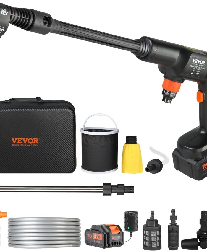 VEVOR Nettoyeur Haute Pression sur Batterie sans Fil 21 V Nettoyeur Haute Puissance Portable 652 PSI 50 bar Laveuse Électrique 3,5 L/min Batterie 4,0 Ah Chargeur pour Nettoyage Terrasse Jardin Voiture