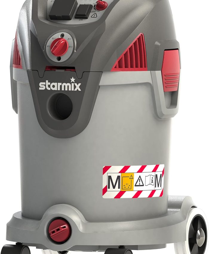 Starmix Aspirateur Eau et poussière Energetic APDM-1430 (aspirateur/aspirateur Universel avec Max. 1 400 Watts, 220 mbar, cuve de 30 l, Nettoyage du Filtre PressClean, Classe de poussière M) 110042