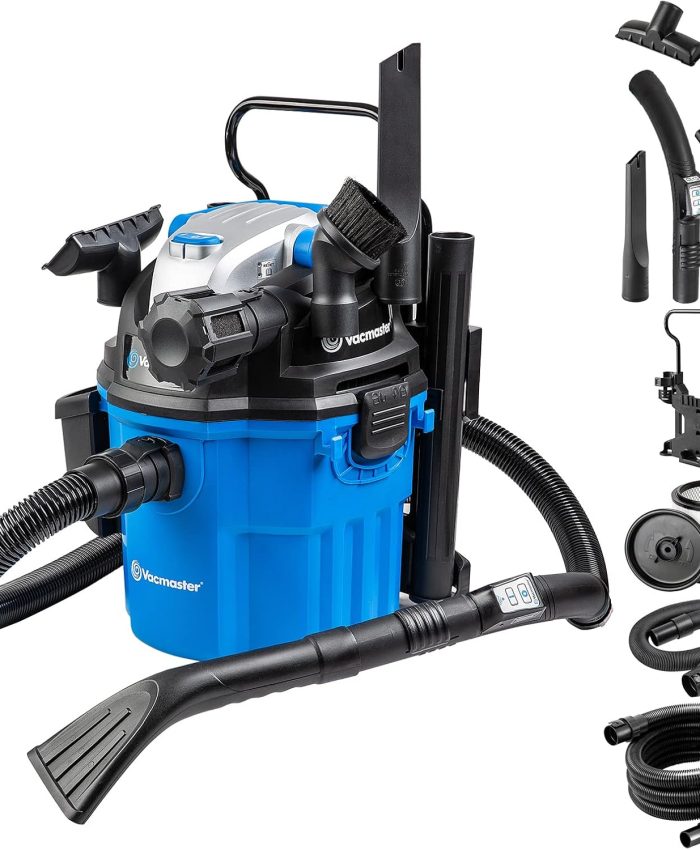 Vacmaster WM1518R-03 Aspirateur Sec et Humide 1500W 18L, Couleur Unique, Pour Maison, Cuisine, Tapis, Voiture, Jardin, Feuilles, Télécommande, Montage Mural, Souffleur à Feuilles