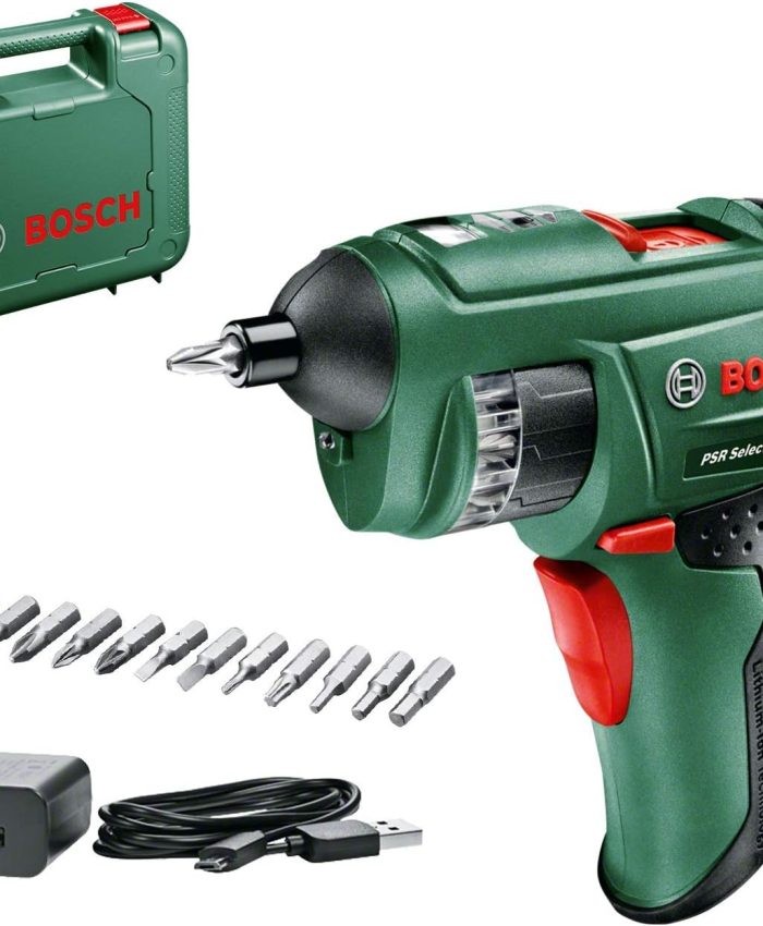 Bosch Home and Garden Visseuse sans fil Bosch – PSR Select (Batterie 3,6V – 1,5Ah intégrée avec chargement Micro USB)