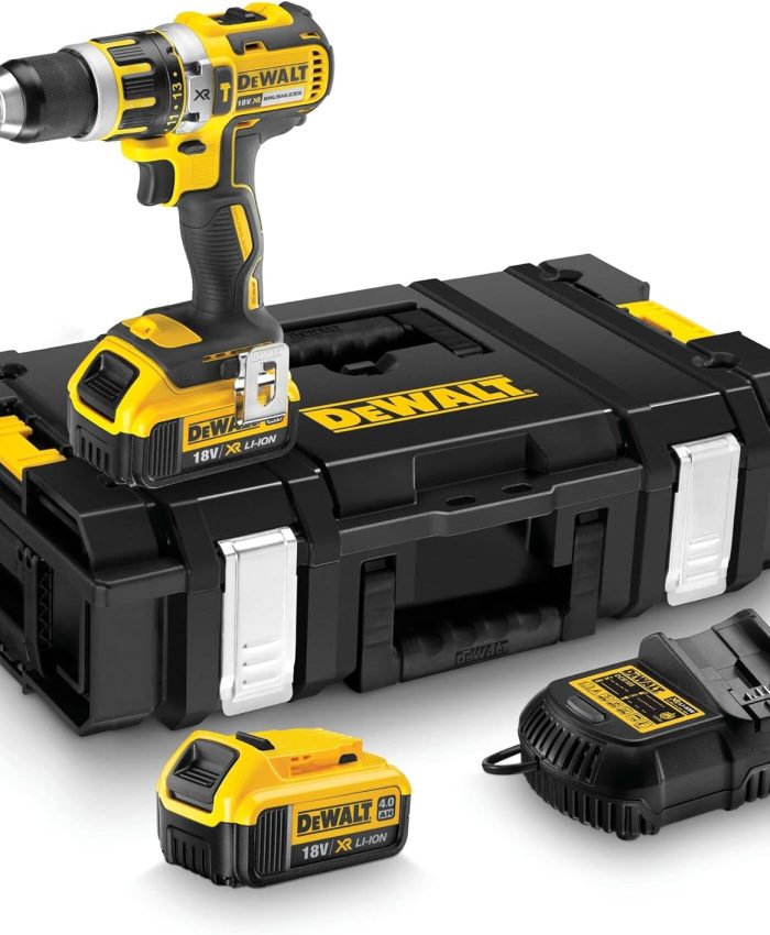 DEWALT – Perceuse Visseuse à Percussion Compact Brushless XR 18V Li-Ion 4Ah – DCD795M2-QW – Perceuse sans Fil avec Coffret TSTAK, 2 Batteries / Chargeur – 2 Vitesses (0-600/2000 tr/min) – 350W