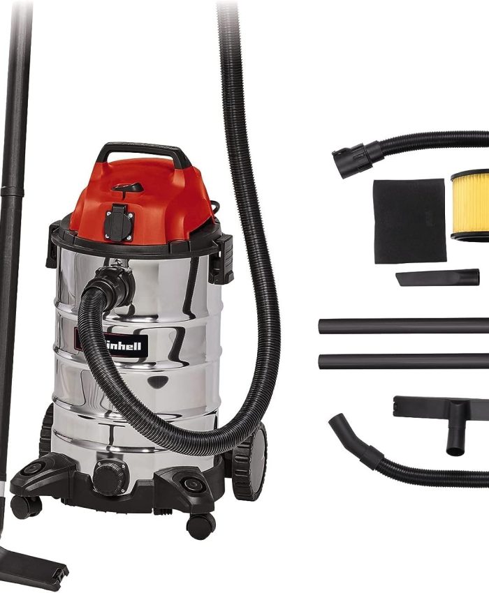 Einhell Aspirateur eaux et poussières TC-VC 1930 SA (1500 W, Alimentation : 230 V ~ 50 Hz, Raccord pour fonction de soufflerie, Poignée de transport, Livré avec accessoires) Rouge
