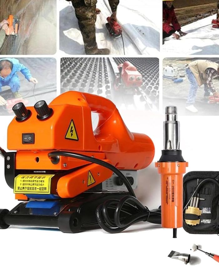 DDZJTPP Machine à Souder Automatique pour Géomembrane 1100w,Soudure à Cale Chaude pour Doublure Géomembrane,PE, PVC HDPE Machine à Souder d&rsquo;escalade,Soudeuse Plastique,SteelRoller-15cm