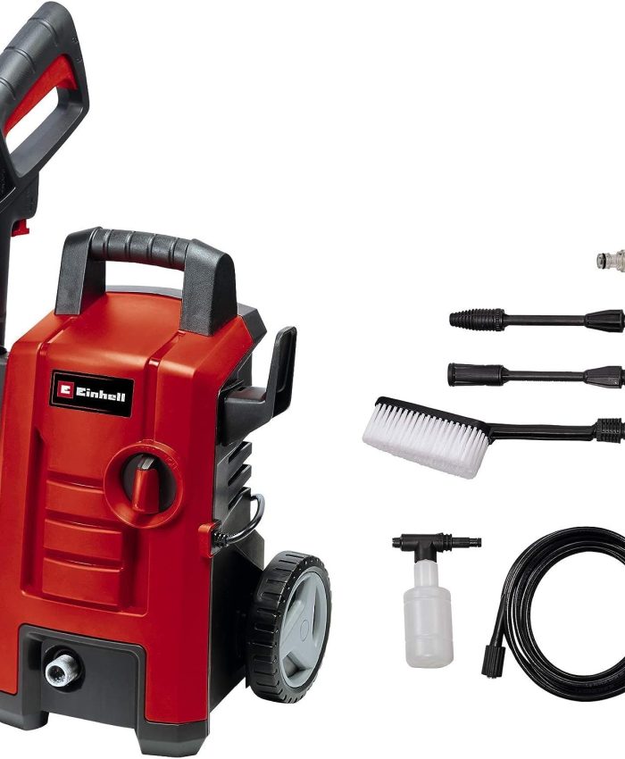 Einhell Nettoyeur haute pression TC-HP 130 (1500 W, 130 bar, 390 L/h, y compris tuyau haute pression de 5 m, pistolet, lance, diverses buses, brosse, réservoir de pulvérisation)