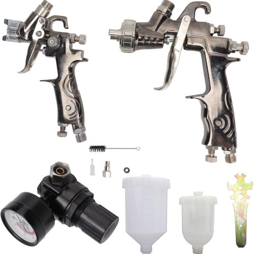 Yuecoom Ensemble de Pistolets de pulvérisation d&rsquo;air, Pistolet de pulvérisation de Peinture pneumatique, Pistolet de Peinture à air à Alimentation par gravité d&rsquo;interface G1/4 pour