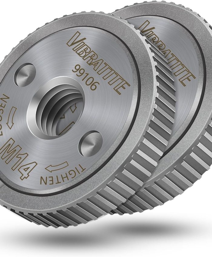 VIBRATITE Lot de 2 écrous de serrage rapides M14 pour toutes les meuleuses d&rsquo;angle AEG, Black & Decker, Dewalt, Flex, Hitachi, Metabo, Makita, etc. – Argent