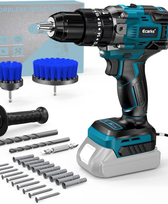 Ecarke Perceuse-visseuse à percussion sans fil pour Makita 18V batterie au lithium,2150 tr/min et 90 Nm de couple, 2 niveaux de réglage, idéale pour percer et visser (batterie et chargeur non inclus)
