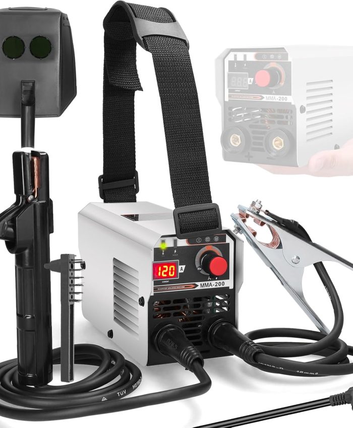 Mulcort Poste à Souder,Machine à Souder Inverseur 120A 220V, Machine à souder MMA avec Affichage LED,adaptée au fil de Soudage de 10~50mm,avec Masque,Brosse en acier,Porte-électrode,Pince de Soudage
