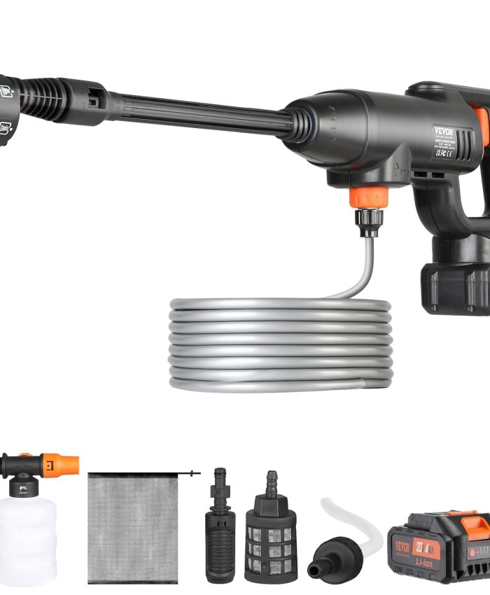 VEVOR Nettoyeur Haute Pression sur Batterie sans Fil 21 V Nettoyeur Haute Puissance Portable 580 PSI 40 bar Laveuse Électrique 4 L/min Batterie 4,0 Ah Chargeur pour Nettoyage Terrasse Jardin Voiture