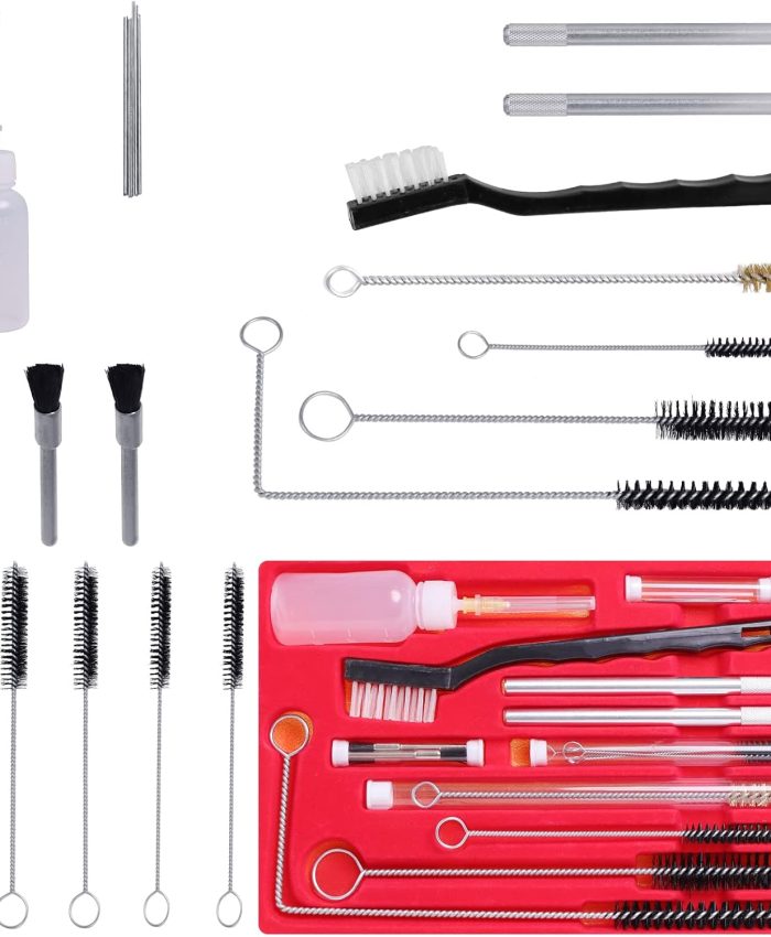 ROIIKETU 21 pièces hvlp kit de Nettoyage de Pistolet, Brosse de Nettoyage de Pistolet de Peinture à air pour Outils pneumatiques hvlp Brosse à air Gravity (22pcs)