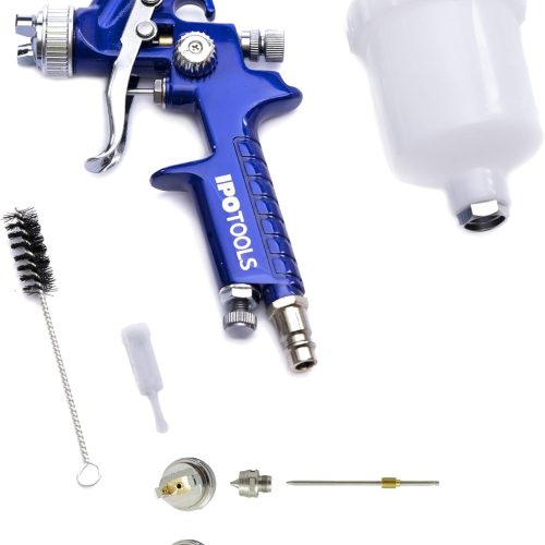 Mini pistolet a peinture HVLP – inoxydable – Buse de 0,8 mm + 2 buses supplémentaires de 0,5 mm et 1 mm, Pistolet peinture, Pistolet a peinture, Pistolet de peinture carrosserie