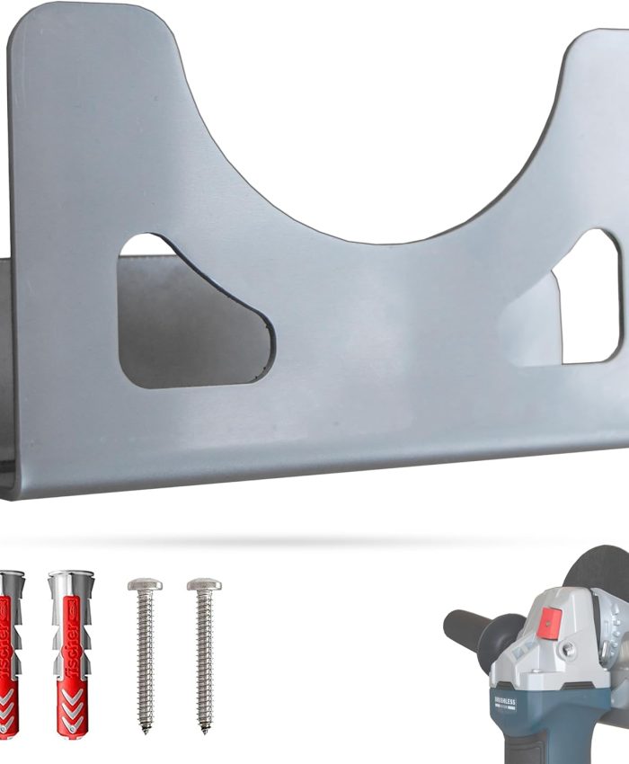 EDS Support mural en acier inoxydable pour meuleuse d&rsquo;angle de qualité supérieure – 115-125 mm – Matériel de fixation inclus – Convient pour de nombreux fabricants – Einhell – Makita – Bosch – Dewalt