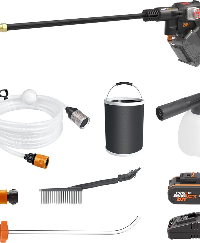 WORX Nitro 18V(20V Max) Nettoyeur Haute Pression sans Fil Hydroshot WG633E.1, PowerShare, Nettoyage de Terrasse Lavage de Voiture, Max. 56 Bar, 220L/H Batterie 4.0Ah et Chargeur