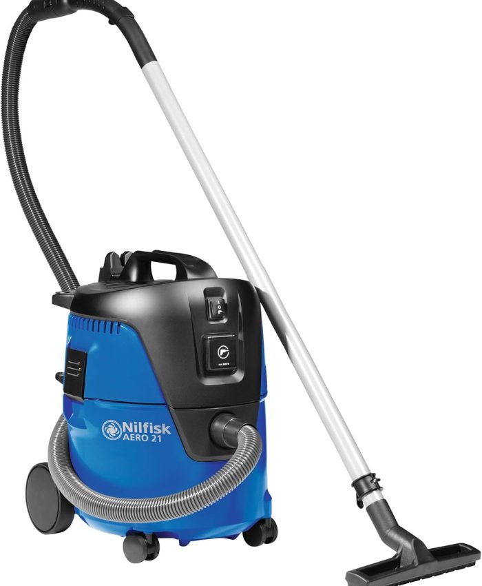 Aspirateur eau et poussière Nilfisk AERO 21-21 PC (prise d&rsquo;appareil incluse, Aspirateur industriel 1250 W, Format compact, Fonction de soufflage, Débit d&rsquo;air (l/min) 3600) 107406601, Bleu