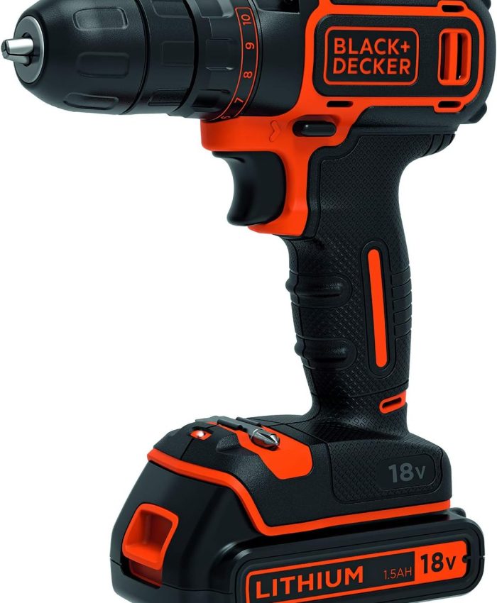 BLACK+DECKER BDCDC18-QW Perceuse-Visseuse sans fil – 650 trs/min, 18V, Sans coffret, 1 batterie