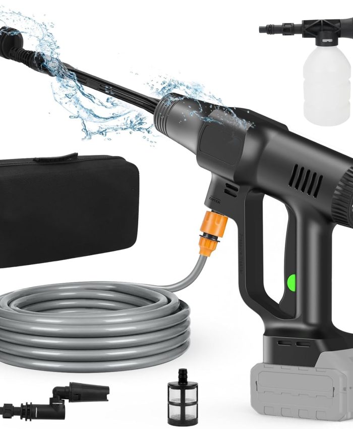 Nettoyeur de pression de batterie avec buse d&rsquo;angle réglable, 3 stages, max. 200 bar, 3500 W, puissance 6 en 1, buse de 5 m, pour batterie Makita 18 V (pas de batterie)