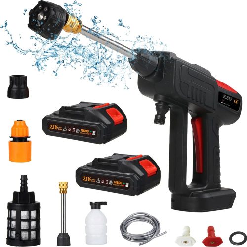 Shkalacar Nettoyeur Haute Pression sans Fil,Laveuse électrique sans Fil 60 Bars 300 W Nettoyeur Haute Pression sur Batterie,6 en 1 pour Nettoyage de Sol de clôture de Voiture