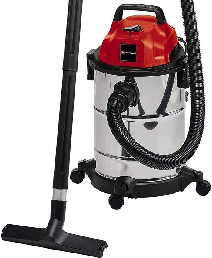 Einhell Aspirateur eaux et poussières TC-VC 1820 S (1250 W, Longueur tuyau : 1,5, Livré avec flexible, sac à poussière, filtre mousse, buse pour rainures, adaptateur, 3 tubes, grande buse)