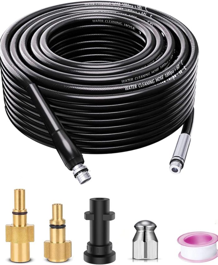 Monave 15m Déboucheur Canalisation Compatible avec Karcher/Lavor/Bosch Nettoyeur Haute Pression Furet Déboucheur Canalisation K2 K3 K4 K5 K7