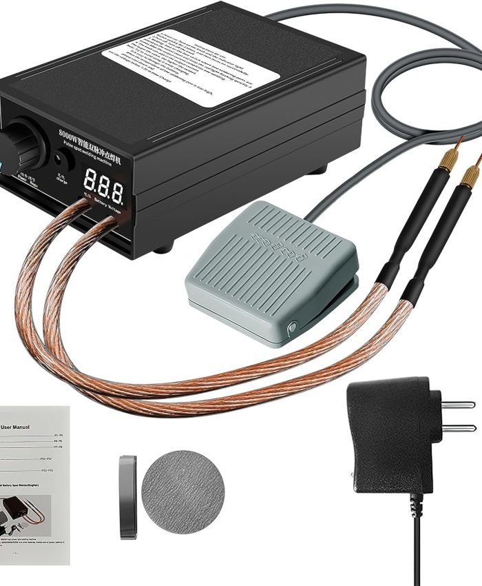 FACALIES Soudeuse par Points Réglable, 8000W Mini Portable Soudeuse par Points avec Ecran LCD Équipement de Soudage par Points Portable Batterie Stylo à Dégagement Rapide Feuille de Nickel