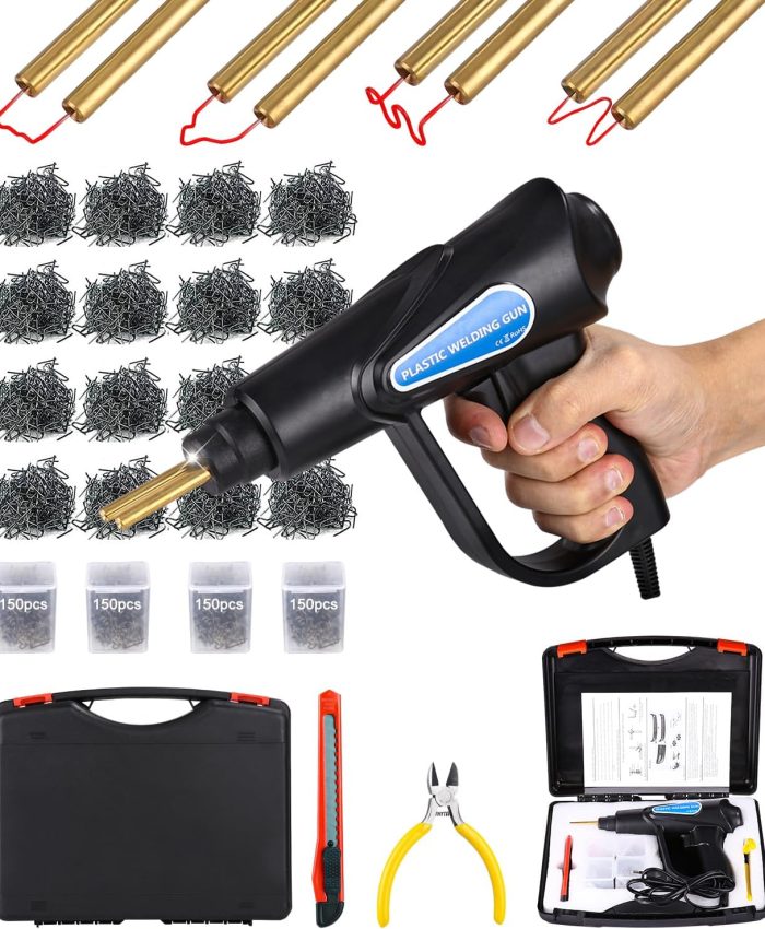 PERMUST 70W Soudage plastique Machine, Kit de Réparation Soudeur avec 600Pcs Agrafes, pour Pare-chocs de Voiture, Agrafeuse à Chaud, Soudeuse