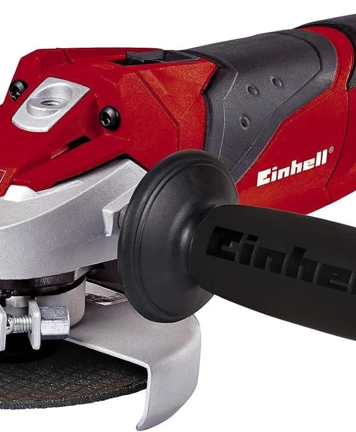 Einhell Meuleuse d&rsquo;angle 125mm TE-AG 125/750 Kit (750 W, Longueur du câble : 3 m, Tête métallique, Livré en coffret avec poignée supplémentaire, clé à bride, disque à tronçonner au diamant)