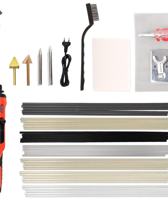 Kit de fer à souder en plastique 80 W – Machine de réparation en plastique pour pare-chocs/pièces de voiture – Avec 2 pointes de fer à souder, baguettes de soudure, support de fer à chaud