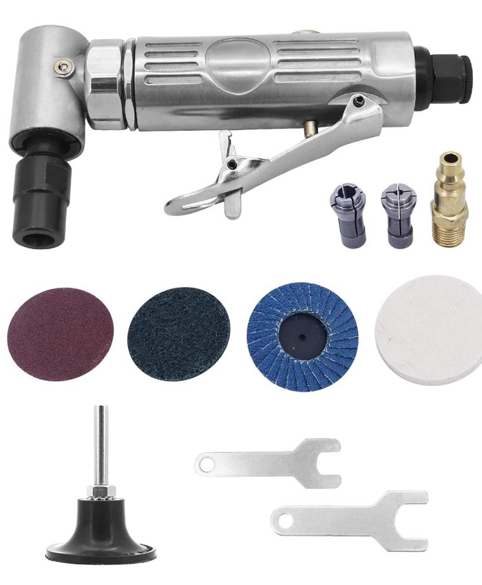 Yuhtech 90 Degrés Meuleuse d&rsquo;angle à Air 1/4 Pouce Meuleuse à Air Meuleuse Pneumatique pour le Meulage des Contours, le Polissage, avec Disque de Meulage 2 Pouces