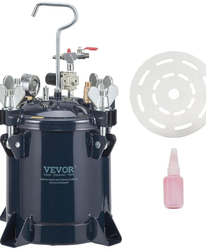 VEVOR Réservoir de Peinture sous Pression 10 L Pot de Pression de Peinture Entrée d’Air 6,4 mm Sortie 9,5 mm Système de Pulvérisation de Peinture Réglable 70 PSI Étanche pour Décoration Intérieure