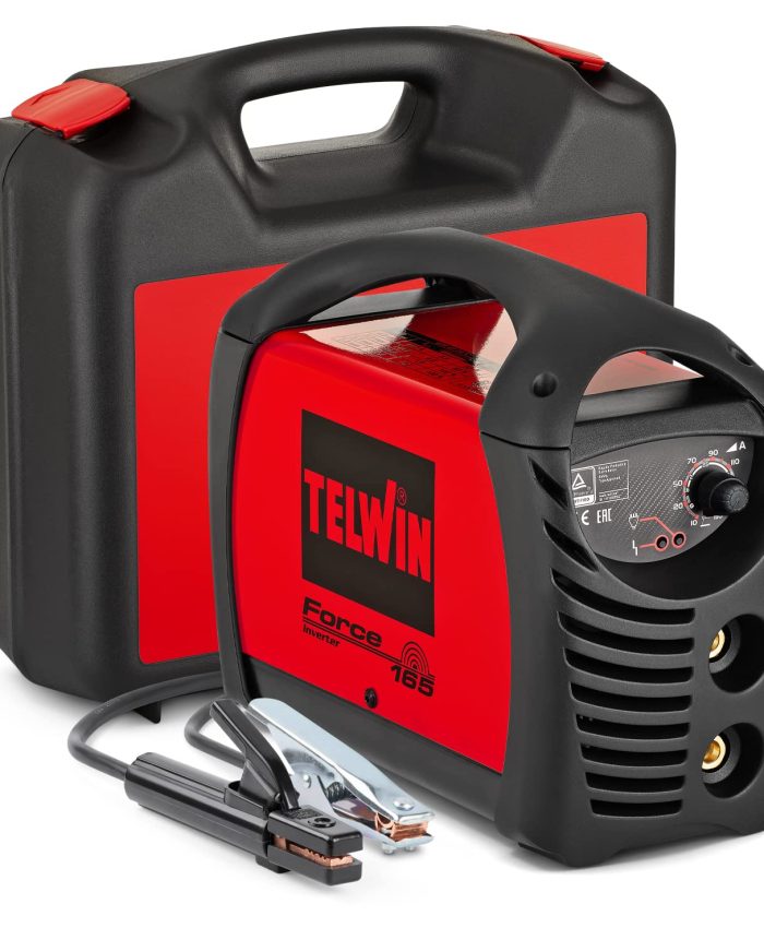 Telwin 07170085 Force 165 Machine à souder à électrode inversée complète avec accessoires dans une mallette, 230V, Rouge, Force 165 dans une Mallette