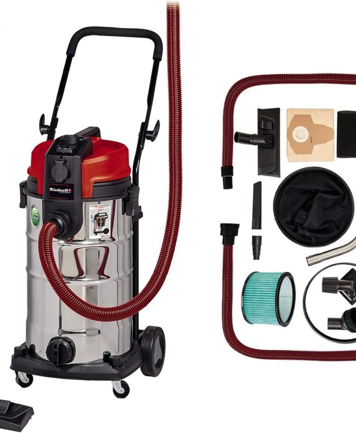Einhell TE-VC 2340 SAC Aspirateur sec et humide 1200 W 40 L Système de nettoyage de filtre à poussière fine Réservoir en acier avec filtres et buses Tuyau en plastique de 3 m