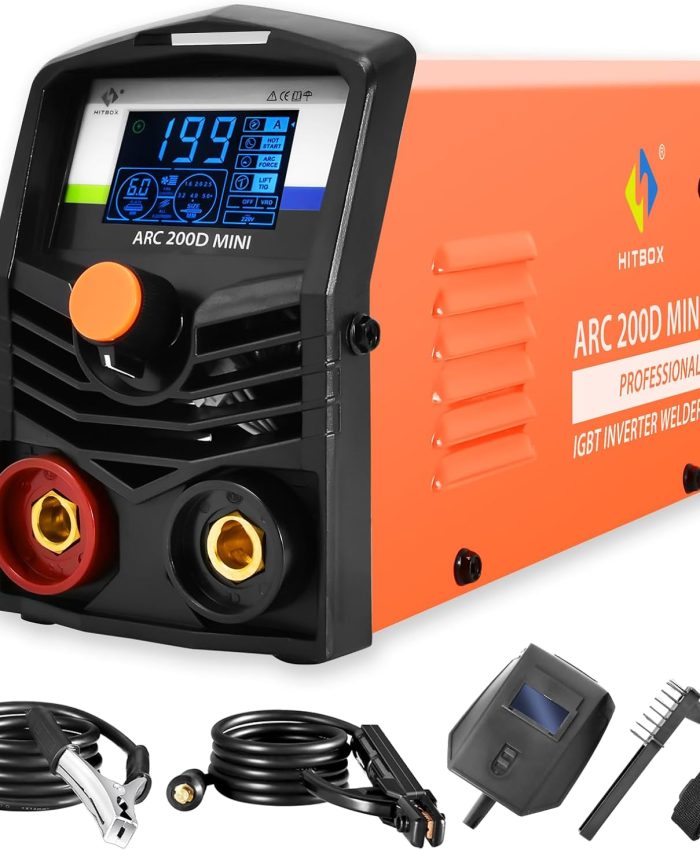 HITBOX Compacte Poste à souder Inverter 200A Poste a Souder électrodes IGBT LCD Hot Start Arc Force Inverter soudeuse à l&rsquo;arc pour le travail de soudage et le travail électrique(ARC200D)