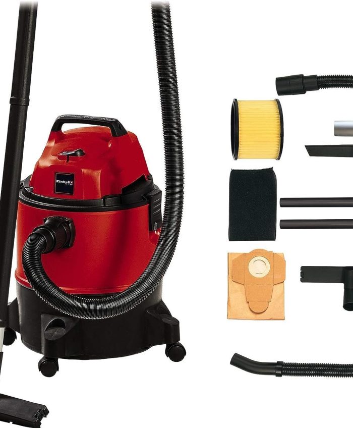 Einhell Aspirateur eaux et poussières TC-VC 1825 (1250 W, Longueur du câble : 2,5 m, 4 roulettes multidirectionnelles, Livré avec Accessoires)