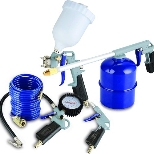 MICHELIN 1126000726 Kit Air Comprimé-5 Pièces (Inclus Soufflette Bec Court, Gonflage, Peinture, Pistolet de Nettoyage, Tuyau Spirale)