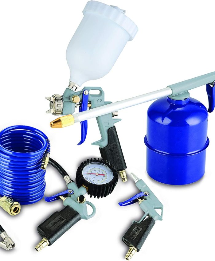 MICHELIN 1126000726 Kit Air Comprimé-5 Pièces (Inclus Soufflette Bec Court, Gonflage, Peinture, Pistolet de Nettoyage, Tuyau Spirale)